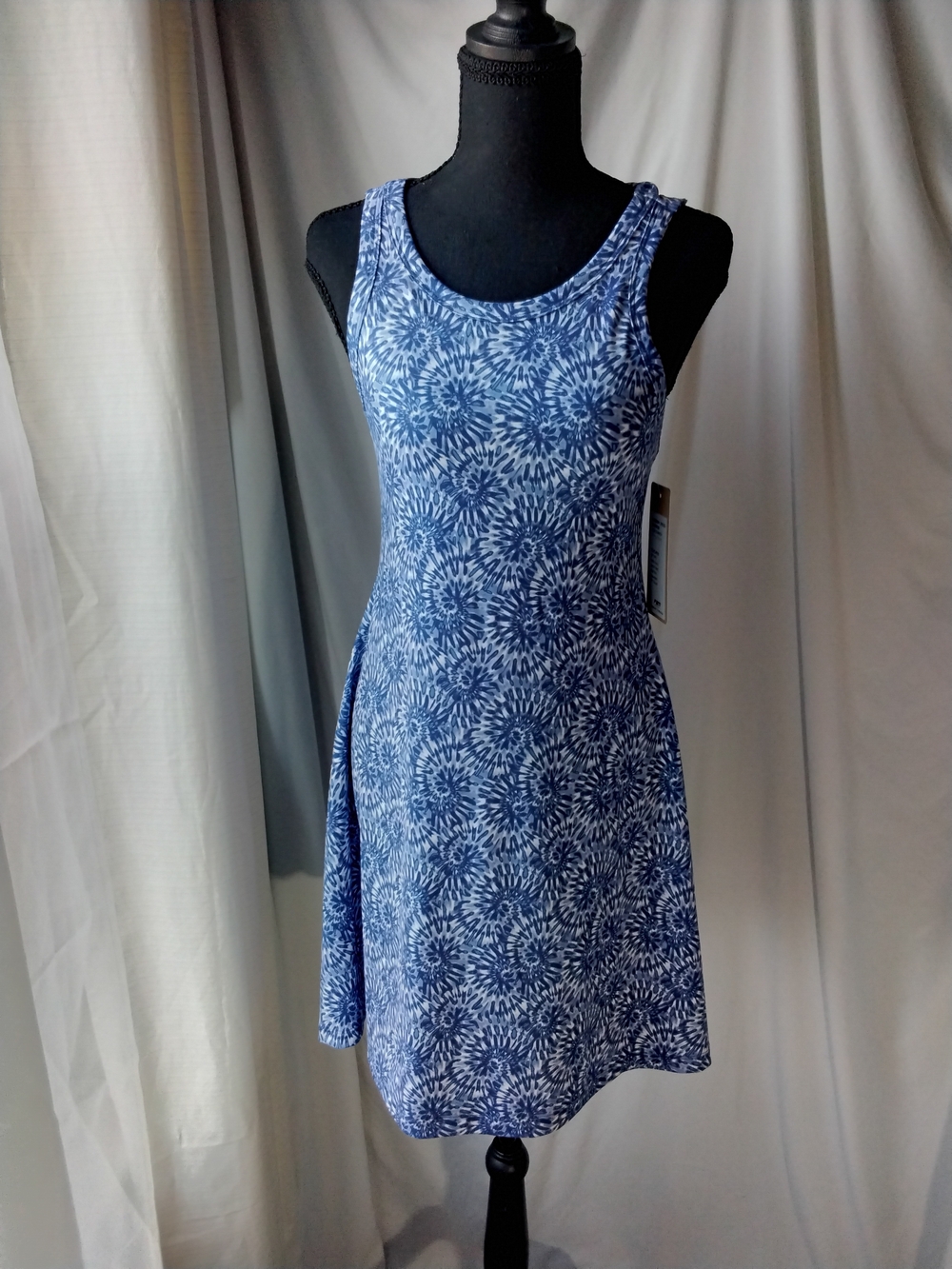 FA Blue Floral-Patterned Sleeveless Mini Dress